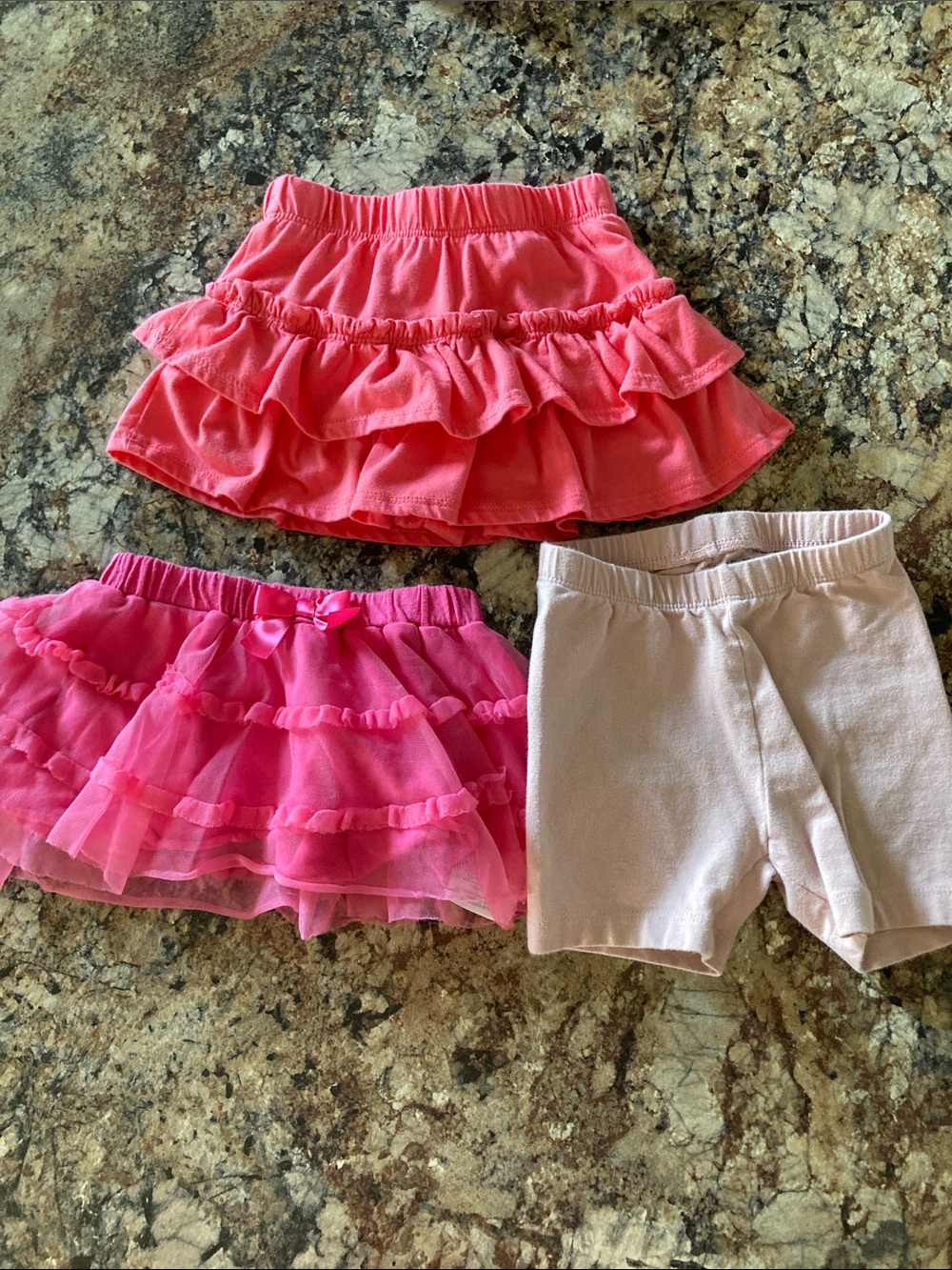 Girls Skirt & Shorts Set - Coral, Hot Pink tutu, Light Pink shorts